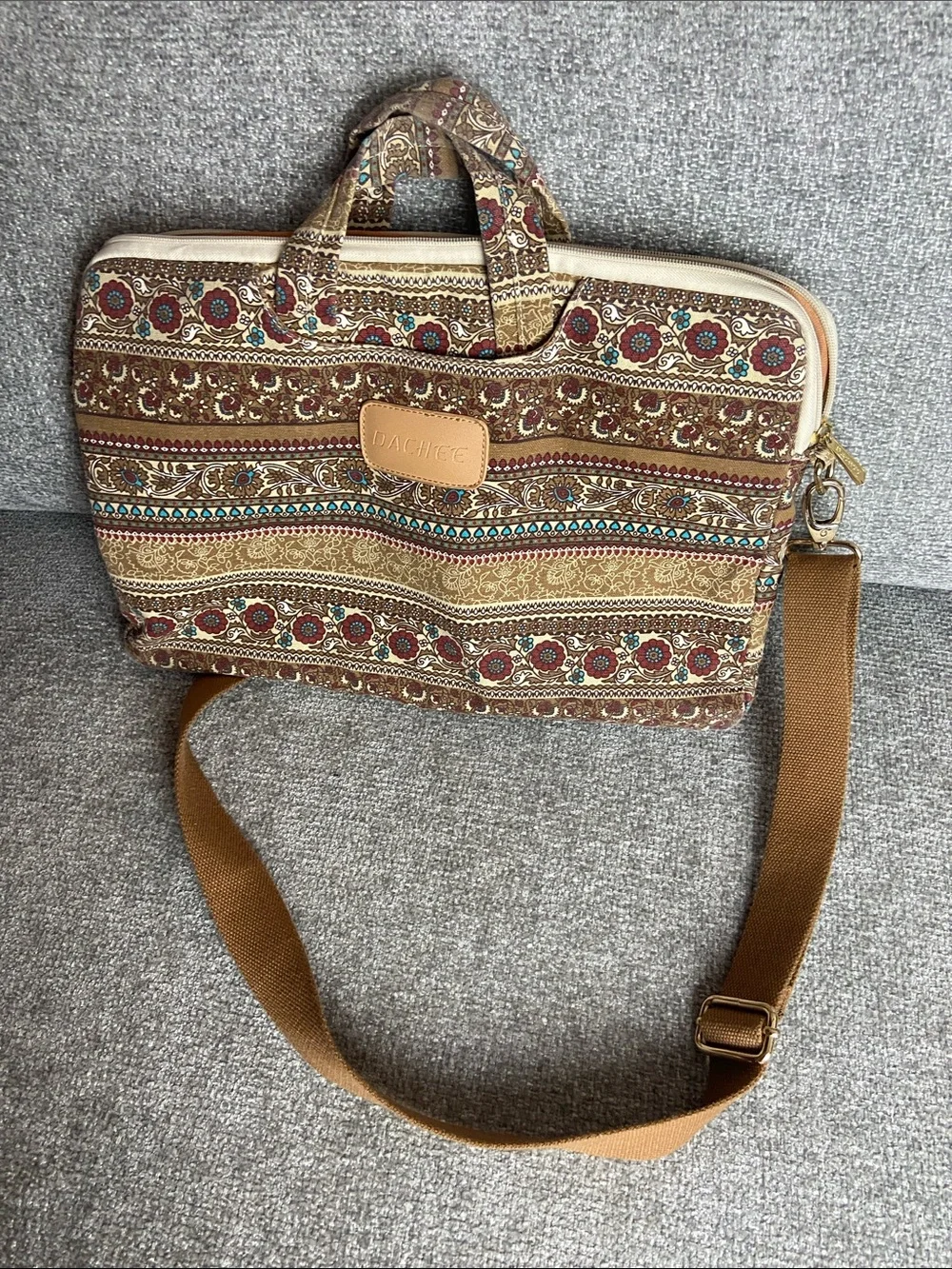Brown Dachee  Patterned Crossbody Tote Bag for laptop